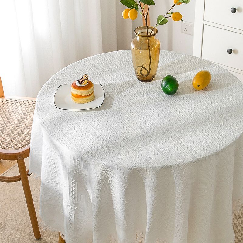 桌巾 餐桌巾 圓形桌布 桌布 法式編織桌布 桌墊 桌巾桌布 長方形桌巾 米白桌巾 田園 桌布