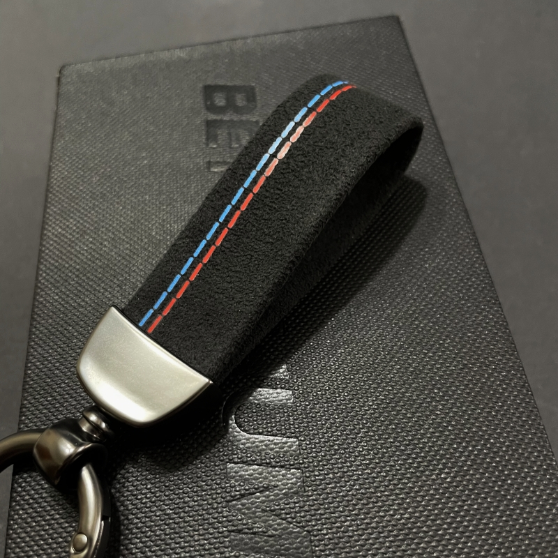 【免運 BMW縫線】Alcantara麂皮鑰匙圈 BMW鑰匙圈 車用鑰匙圈 汽車鑰匙圈 皮革鑰匙圈