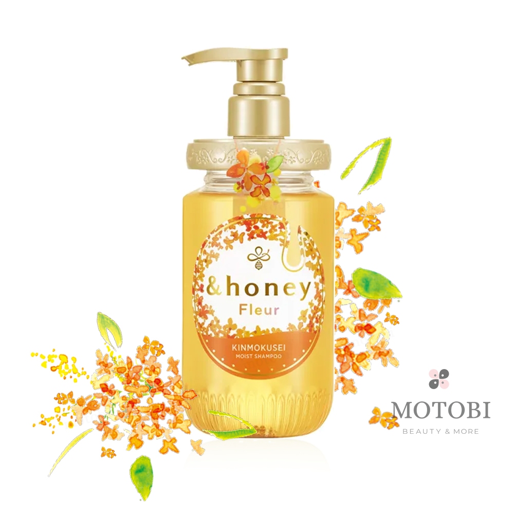 日本 &amp;honey Fleur 蜂蜜輕盈舒癒洗髮精450ml 金木樨 含羞草香氛 輕盈蓬鬆