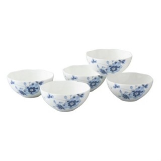 【303好食好物】NARUMI鳴海骨瓷｜Milano藍色梅花小碗禮盒組(5入) 小碗 飯碗 藍色 梅花 骨瓷 陶瓷 餐具