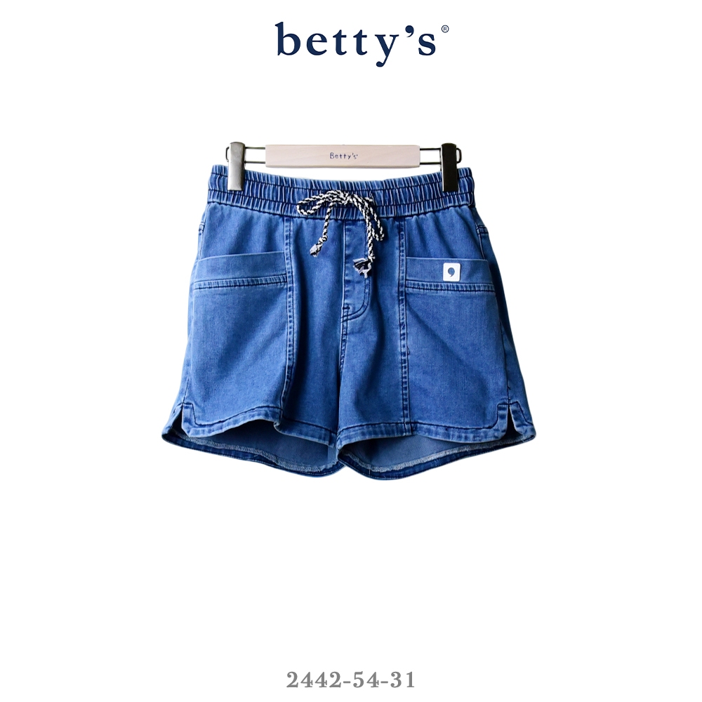 betty’s專櫃款(41)腰鬆緊綁帶百搭牛仔短褲(藍色)