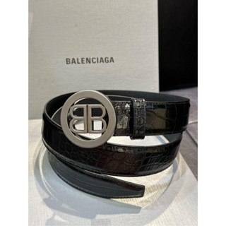 💎Han's house精品服飾💎Balenciaga 巴黎世家 牛皮 鱷魚壓紋 皮帶 寬 3.5 cm