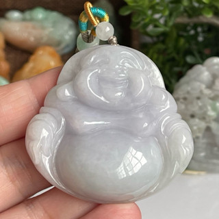 天然緬甸玉a貨翡翠彌勒 佛公 淡春彩掛件B263