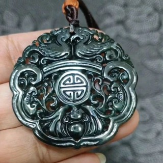 玉貴人…天然a貨福祿壽如意深綠翡翠玉墜項鍊，送證書