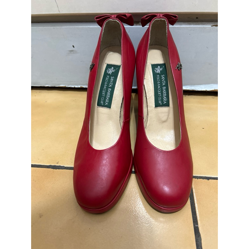 全新專櫃品牌：SANTA BARBARA :聖大保羅真皮紅色高跟鞋 6.5  原價2480
