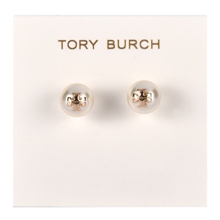 TORY BURCH Kira雙T LOGO珍珠穿式耳環(金色)153001