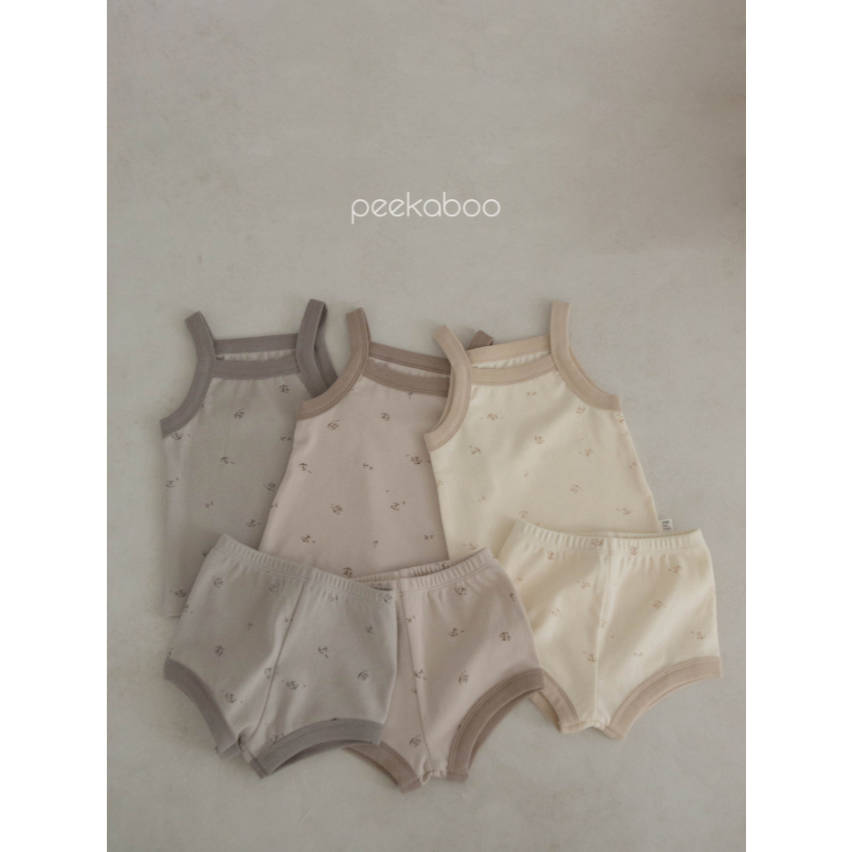 《預購》Peekaboo 蘑菇細肩套裝｜兒童短袖 兒童衣服  兒童 兒童睡衣 兒童洋裝 韓國童裝