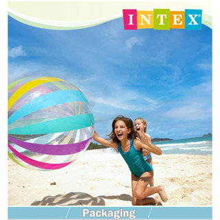 【INTEX】七彩特大充氣遊戲球-條紋 直徑70cm 沙灘球 15130490-1/2(59065)