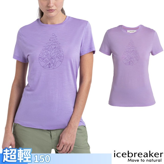 【Icebreaker】女 圓領短袖羊毛排汗衣-150 Tech Lite III 運動T恤_粉紫_IB0A56YJ