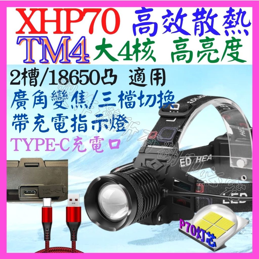 【成品購物】TM4 XHP70 4核 P70 18650 頭燈 3檔 USB充電 廣角變焦 P99 工作燈 照明燈