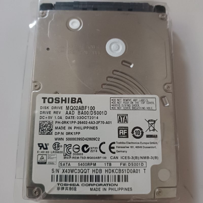 Toshiba MQ04ABF100 1TB SATA 5400RPM筆記本硬碟 東芝