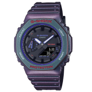 【CASIO】G-SHOCK 農家橡樹 虛擬炫彩烤漆紫配色雙顯運動錶 GA-2100AH-6A 台灣卡西歐公司貨