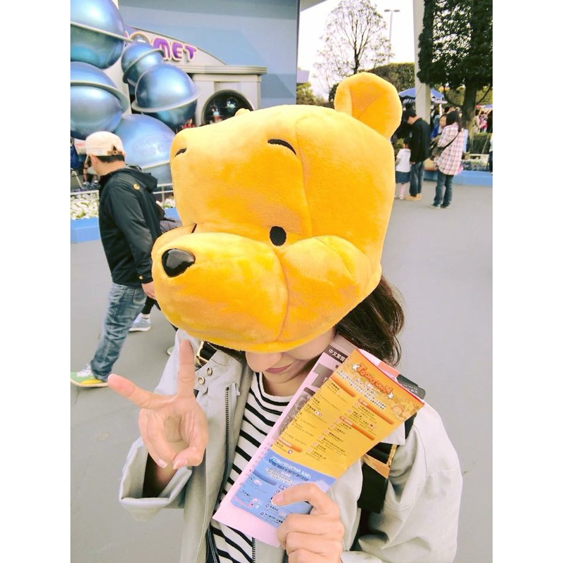 日本東京迪士尼限定 小熊維尼 維尼  面具帽 造型帽 園區造型帽子