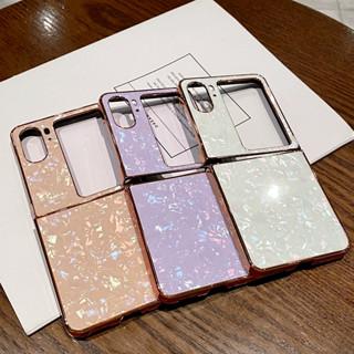 電鍍金邊 貝殼紋 適用 OPPO Find N3 Flip 手機殼 Find N2 Flip 摺疊防摔殼 保護殼 女生