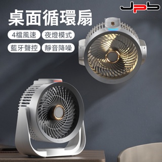【JPB】7吋四檔調風帶夜燈 聲控 桌面風扇 循環扇 小風扇 桌上型風扇