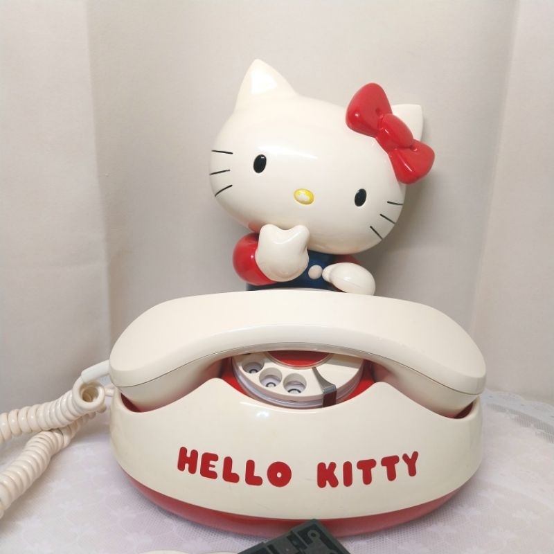 絕版收藏古物1976年Hello Kitty轉盤電話 高約26cm歷史年代久遠舊黃高標勿入