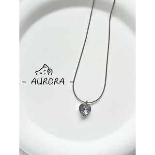 《Aurora》 鈦鋼水晶愛心項鍊