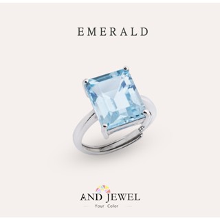 [AND] 託帕石 藍色 長方 9*11mm 戒指 經典系列 Emerald 天然寶石 珠寶銀飾 安的珠寶