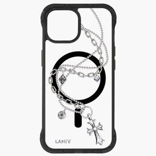 LANIS 月銀金屬 十字架項鍊【磁吸版透黑】懶人支架款 手機防摔殼 iPhone 16 15 Pro Max