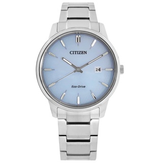 CITIZEN / 光動能 簡約時尚 藍寶石水晶玻璃 日期 不鏽鋼手錶 冰河藍色 / BM6978-77L / 40mm