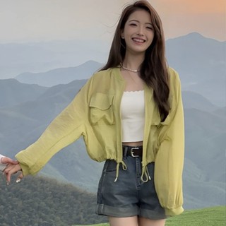 【高品質】新品~熱銷防曬衣女外穿2024新款夏季收腰短款寬鬆小個子開衫上衣空調衫外套 防曬衣 防曬罩衫 防曬外套