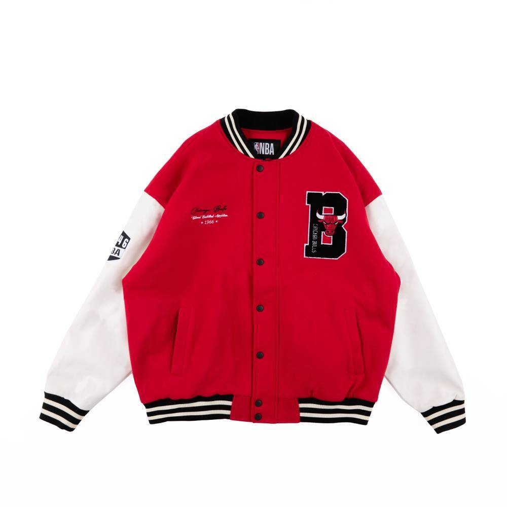 NBA 美式拼接 棒球外套 公牛隊 3355140542 紅色