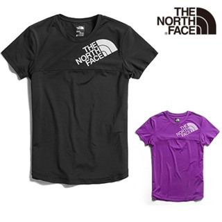 【The North Face 美國】女吸濕排汗短袖T恤 紫紅 黑 北臉運動短T 排汗衣 3V6O8NX 3V6OJK3