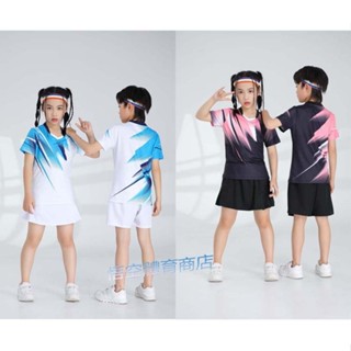 新款 時尚童裝 兒童羽球服 吸濕排汗 勝利 兒童短袖 團體服 羽毛球服 比賽隊服 童裝 羽球衣 羽球褲 套裝 羽球衣