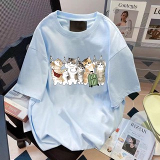 【董小姐】一萬個推薦！短袖衣服 貓咪 t恤 寬鬆上衣 美式短袖 可愛風衣服 純棉上衣 顯瘦上衣 休閒上衣 夏天衣服女
