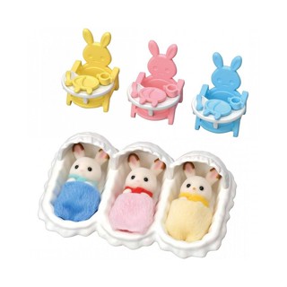 Sylvanian Families<日本森林家族>三胞胎照顧套組(三胞胎 嬰兒床*3 嬰兒椅*3 餐具*3)家家酒玩具