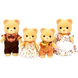 Sylvanian Families<日本森林家族>溫馨家庭人物配件 黃熊家庭套組(人物*4 漢堡 一家四口)家家酒玩具