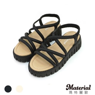 Material瑪特麗歐【全尺碼23-27】女鞋 涼鞋 MIT交叉細帶厚底涼鞋 T53396