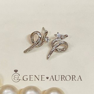 【GENE AURORA】 s925純銀 蛇形精緻鑲鉆耳環