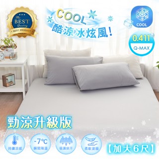 「Belle Vie」勁涼升級版 冰炫風 冰絲涼感床包枕套組【雙人加大】Q-Max冷感床包 涼度+面料再進化↗ 兩色任選