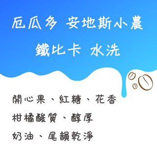 厄瓜多 安地斯山脈小農 鐵比卡 水洗 咖啡豆【豆箱咖啡】