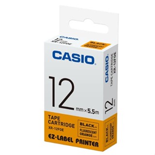 【色帶】CASIO 標籤機專用色帶(瑩光橘底黑字)-XR-12FOE (適用KL-BT1/KL-P350機種)
