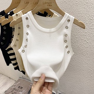 愛依依 無袖背心 針織背心 短版背心 打底上衣 夏季法式針織衫外穿短款內搭修身條紋打底吊帶上衣TBF07-6162.
