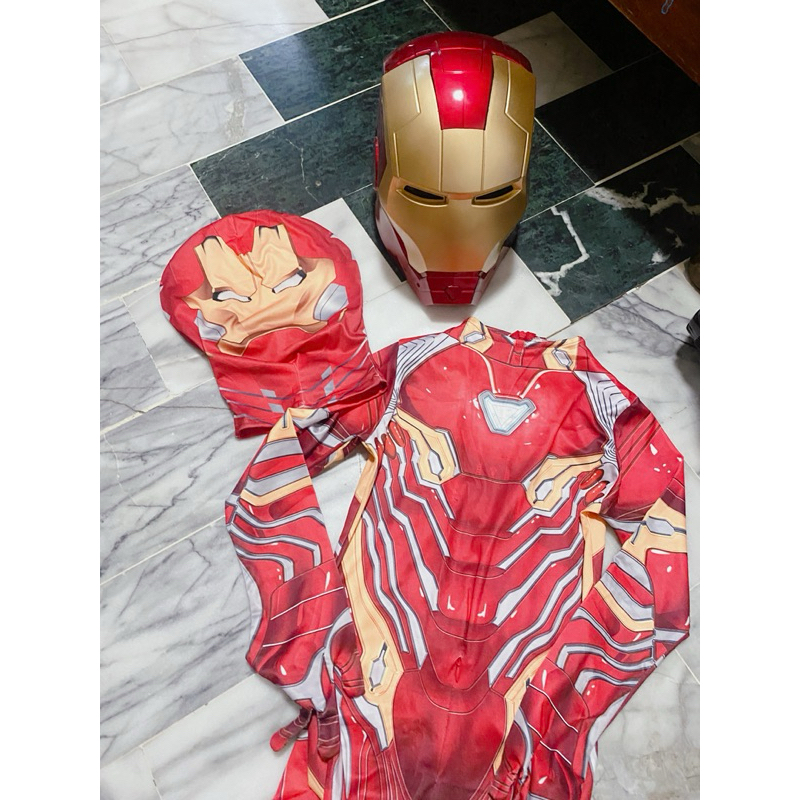 鋼鐵人 IRON MAN 小朋友變裝連身衣+布頭套 + 發光頭盔