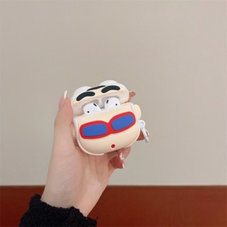 立體蠟筆小新適用蘋果AirPods pro藍芽無線耳機套1/2/3代可愛矽膠搞怪 防摔耳機套 軟殼