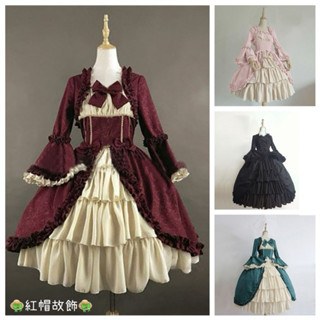 👒紅帽故飾👒 中世紀蛋糕裙 哥特風 宮廷風 聖誕節 萬聖節 禮服裙 蛋糕裙 蝴蝶結 連衣裙 大碼女裝 超大碼