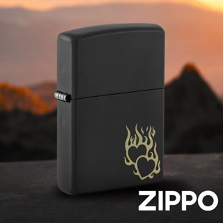 ZIPPO 炙熱的心防風打火機 46004 黑色霧面打火機 雷射雕刻 火紅的心 燃燒且炙熱 終身保固