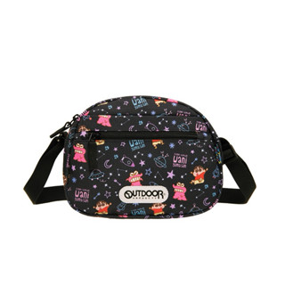 【OUTDOOR】Crayon Shinchan蠟筆小新鱷魚阿山橫式側揹包-黑色 ODCS24H04BK $1290