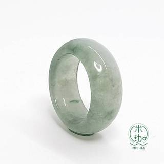 【米珈MICHIA】直徑16.7mm 天然翡翠 冰種 白底 飄藍水 山水感 戒指 戒圈 玉戒 指環 緬甸玉（E263
