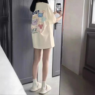 大尺碼高品質純棉T恤 可愛印花短袖 oversize t恤 休閒上衣 寬鬆上衣短袖 純棉短袖t恤 落肩上衣