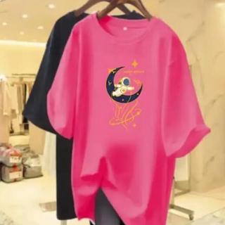 愛依依 M-5XL 短袖T卹 大尺碼女裝 印花上衣 中大尺碼上衣 新款中長款顯瘦ins潮上衣-1011.