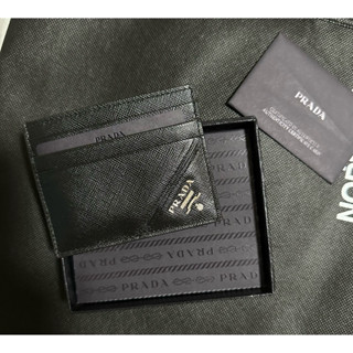 PRADA 黑色 卡夾 信用卡夾 皮革卡片夾 6卡 全新 正品 附盒