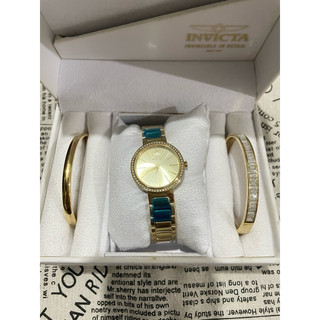 invicta 英威塔手錶 金色手錶手環 色號金Angel Quartz Crystal Gold Dial