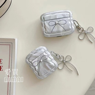 ins韓國電鍍珍珠蝴蝶結防摔耳機殼適用於AirPods 3代 Pro2 1代 2代保護殼 蘋果無線藍牙耳機保護套