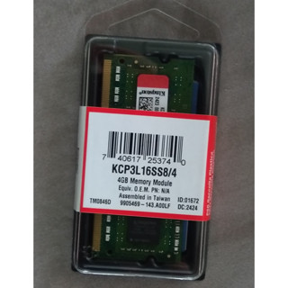 金士頓 Kingston KVR16S11S8/4 DDR3 1600 4GB 終保 記憶體