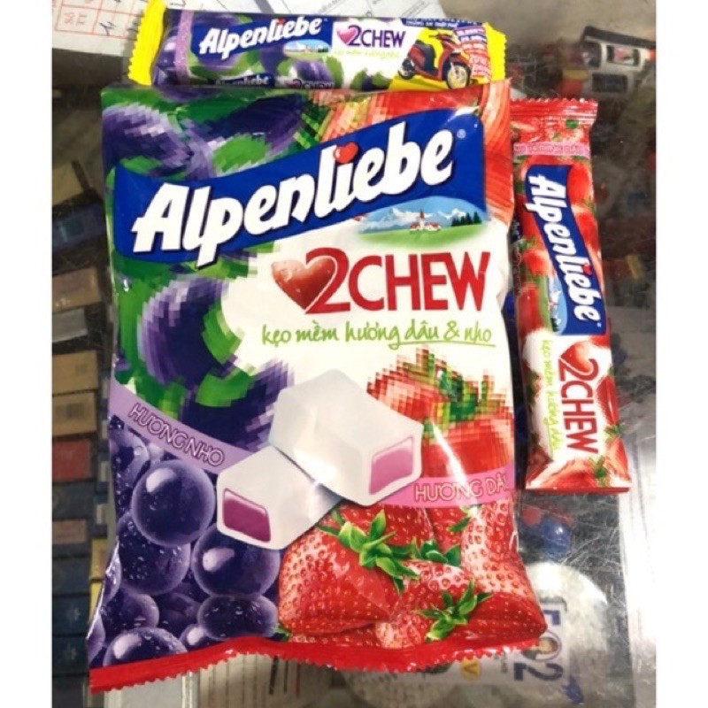 99免運 現貨 哈啾軟糖~alpenliebe 2 chew草莓葡萄口味軟糖.奇亞籽百香果口味軟糖.牛奶草莓糖果